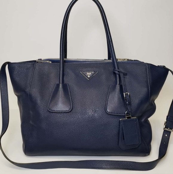 Prada Blue Vitello Daino Tote EUC - Picture 6 of 6
